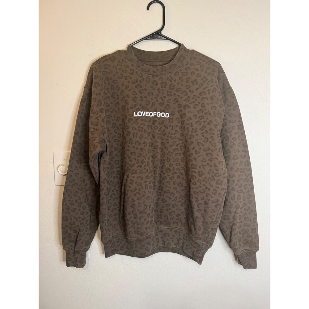 Tena Loveofgod Jesus Loves You Leopard Unisex Crewneck Size M NWOT
